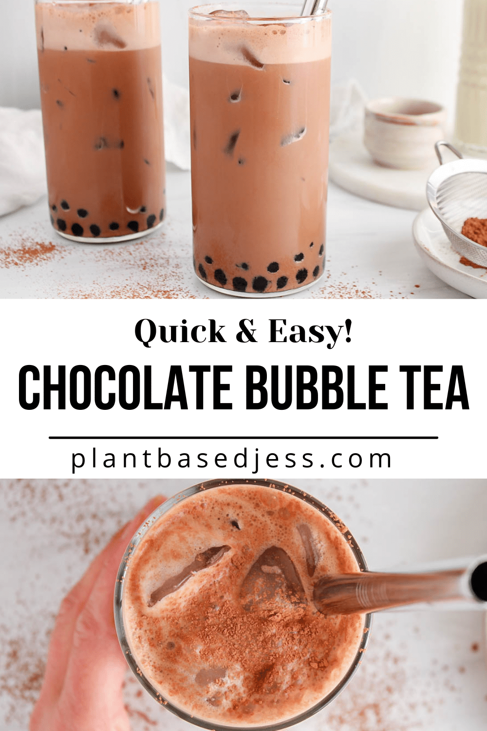 Chocolate Bubble Milk Tea (Boba) Plant Based Jess