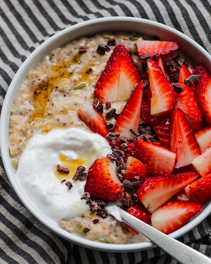 High Protein Strawberry Oatmeal Plant Based RD