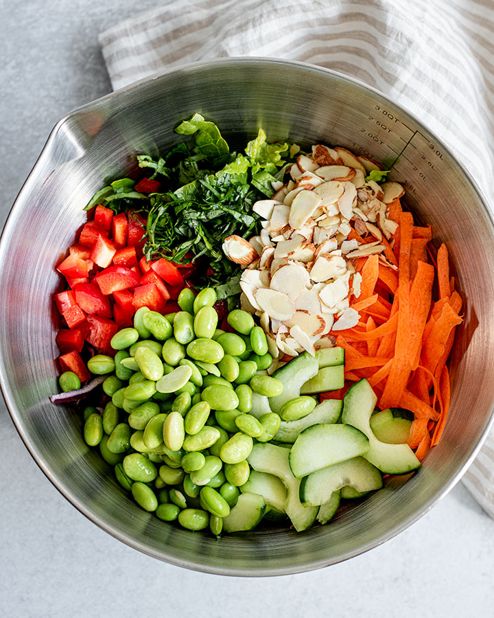 Edamame Crunch Salad with Sesame Cashew Lime Dressing Plant Based RD