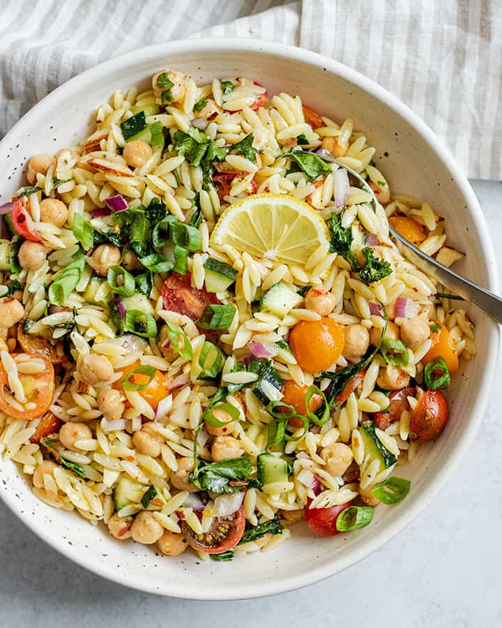 Lemon Orzo Chickpea Salad Plant Based RD