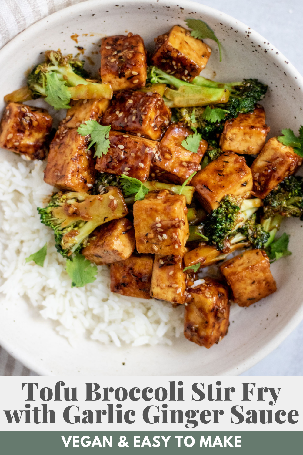 Tofu Broccoli Stir Fry with Garlic Ginger Sauce Plant Based RD