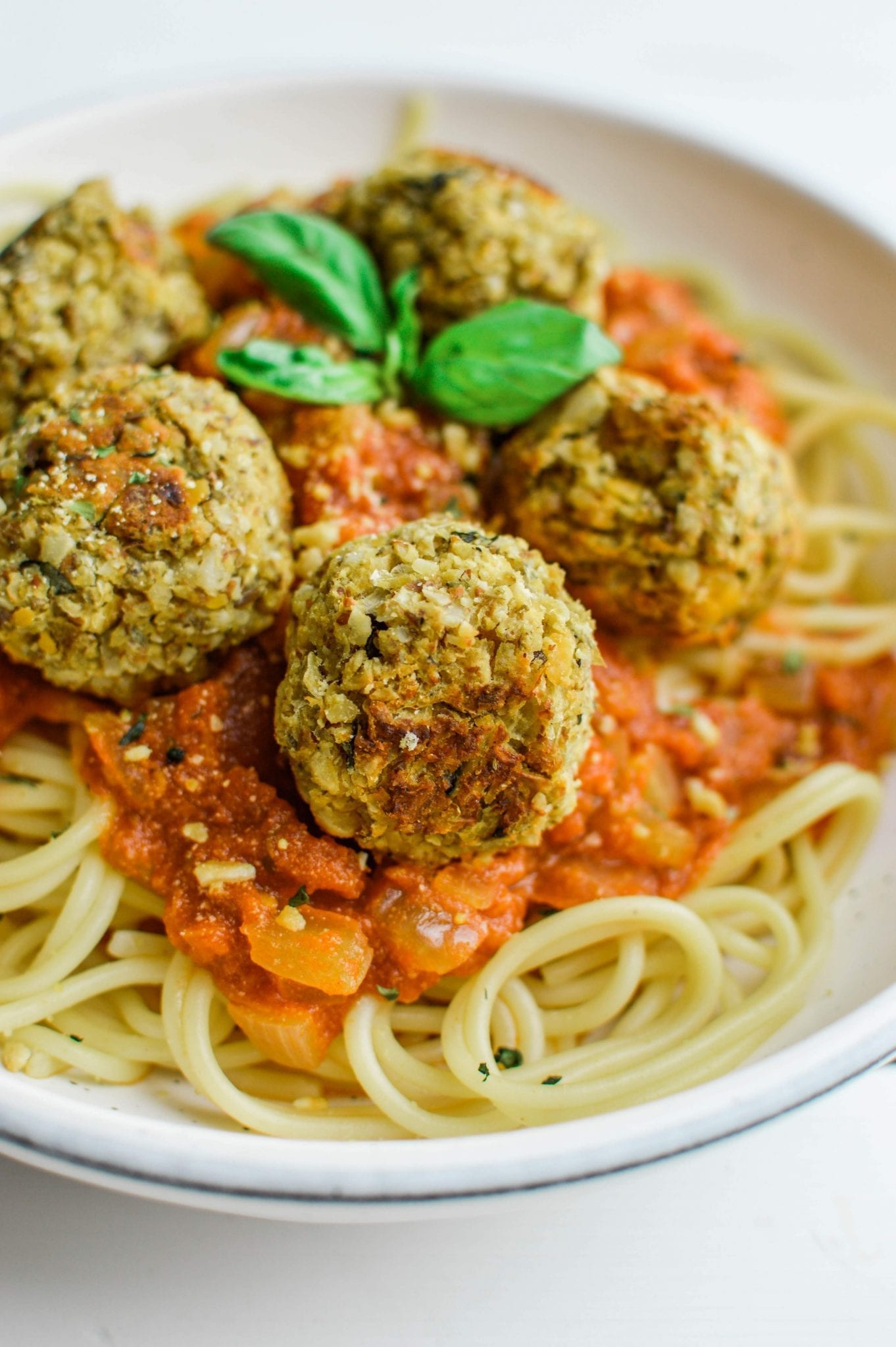 Chickpea Meatballs and Spaghetti with Homemade Marinara
