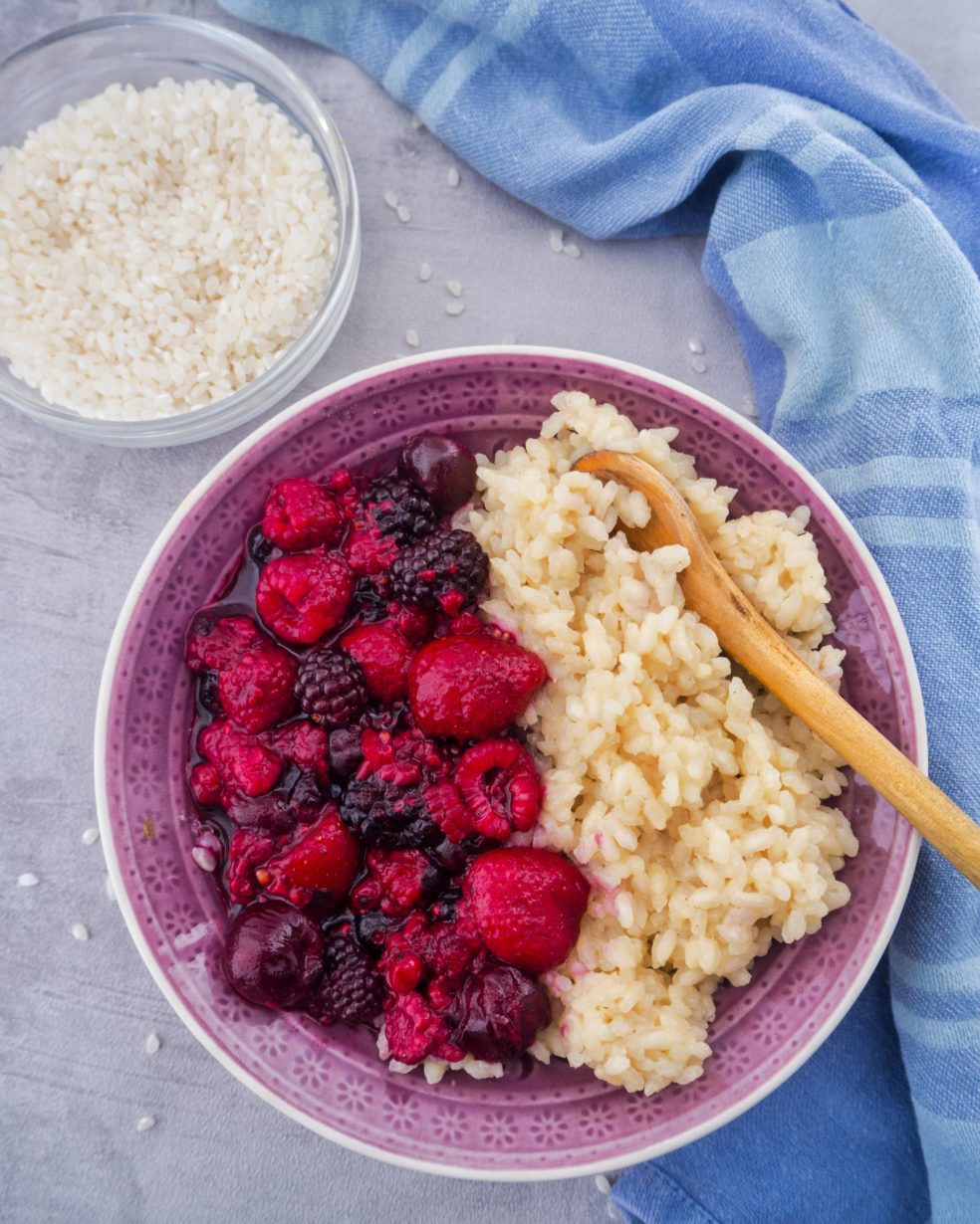 Vegan Rice Pudding with Berries (gluten and sugar free)