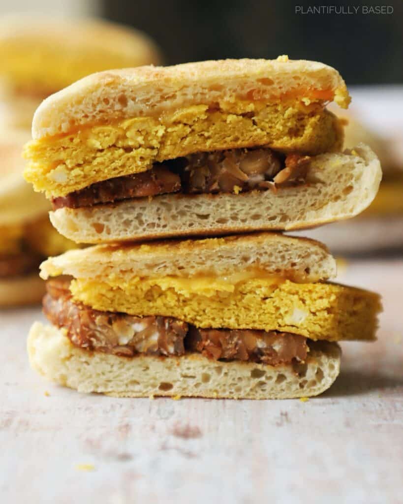 Homemade Vegan Bacon, Egg, and Cheese Plantifully Based