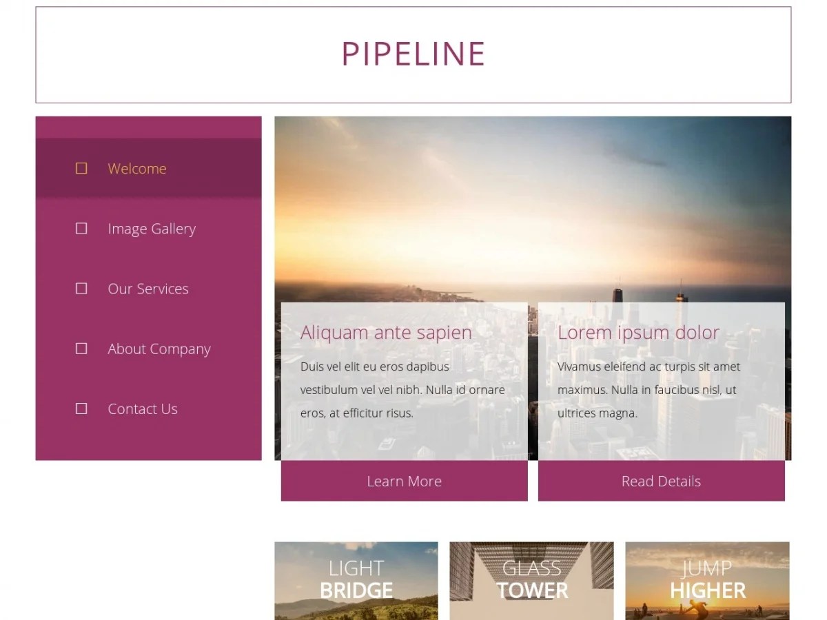 Plantilla  Simple Gratuita Pipeline Plantillas HTML Gratuitas