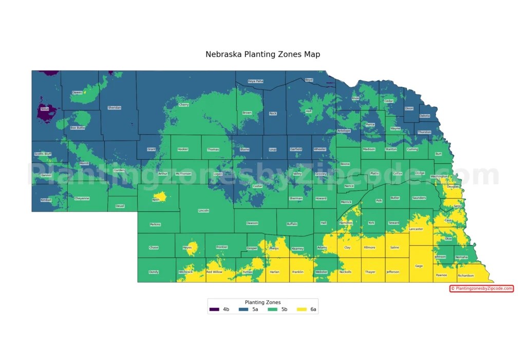 4 planting zones in Nebraska and Map plantingzonesbyzipcode