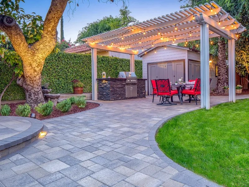 Brick Patio with Pergola