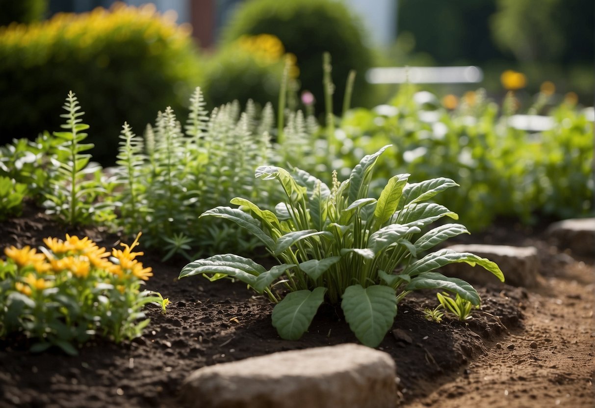 A garden in Charlotte, NC with various plants labeled with their corresponding USDA Hardiness Zones, indicating the suitability of each plant for the local climate