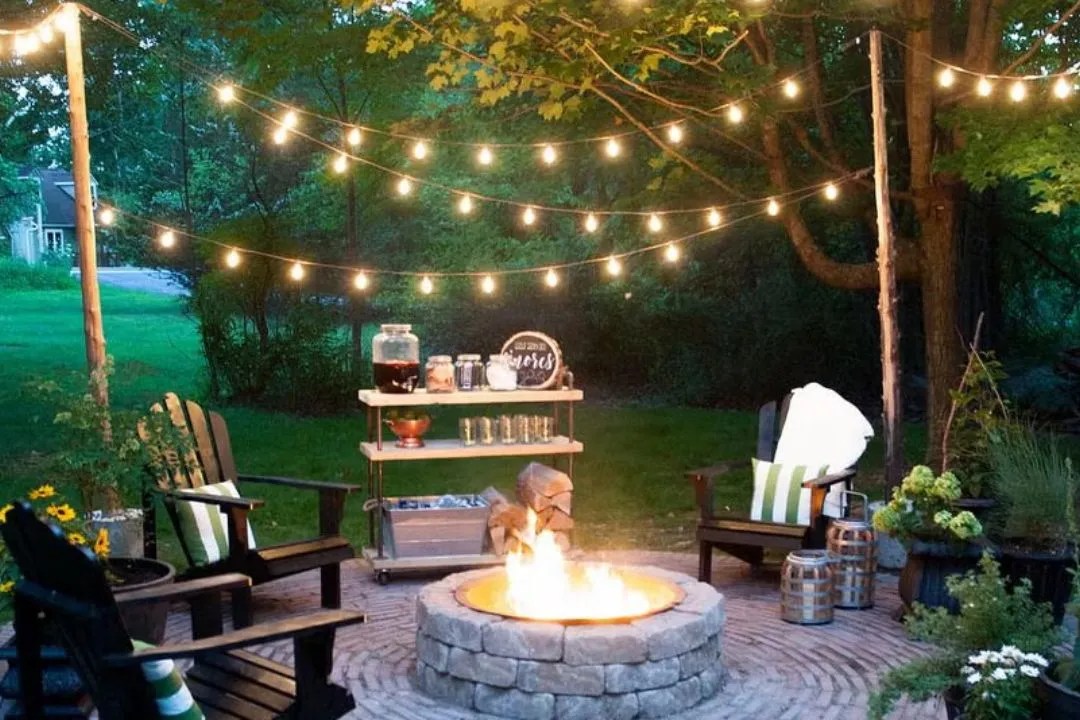 String Light Canopy For Small Patio