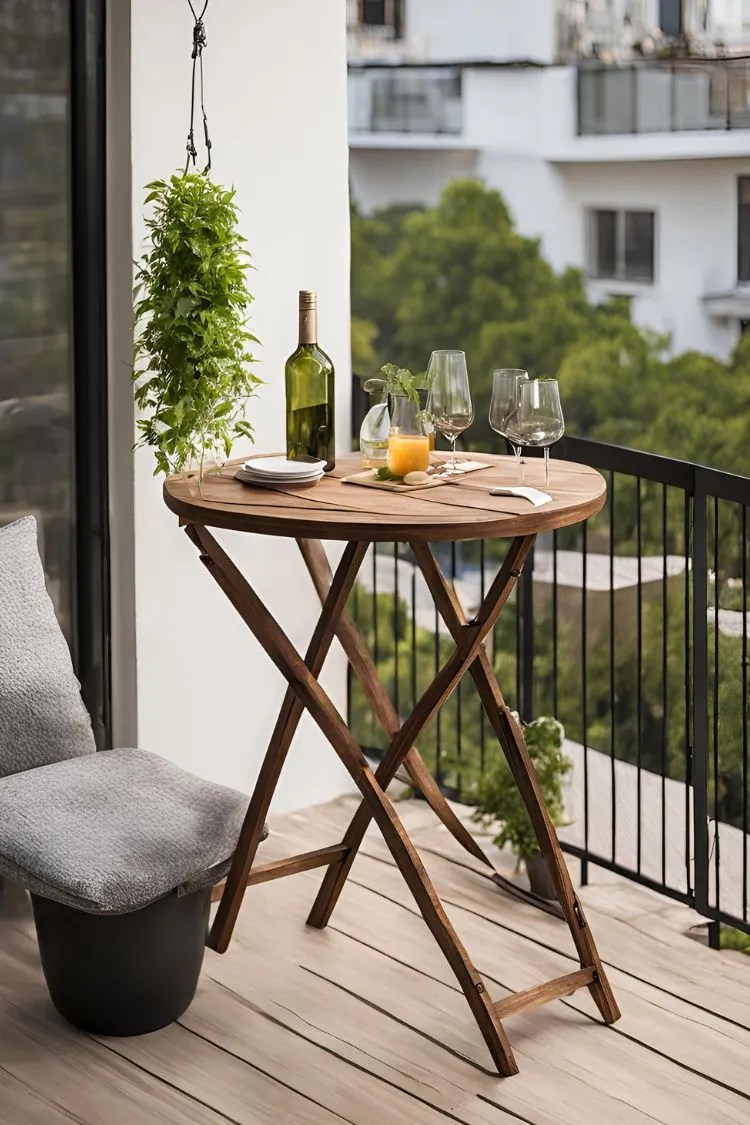 Use a Folding Bar Table for Apartment Balcony