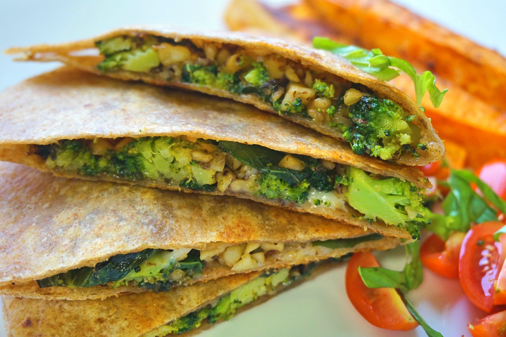 Broccoli Walnut Pesto Quesadillas Plant Prepped