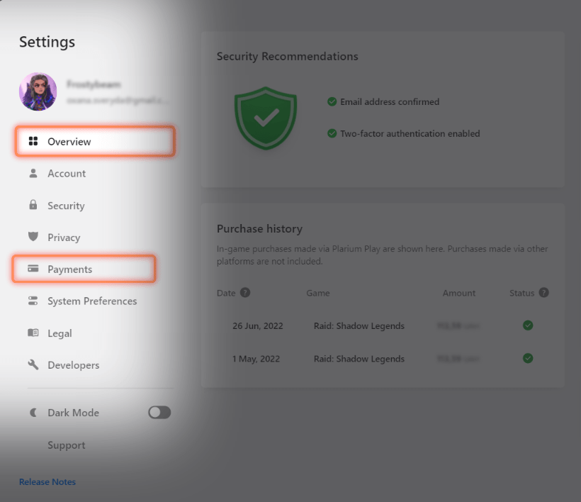 How do I find my Purchase history in Plarium Play? Plarium Play FAQ