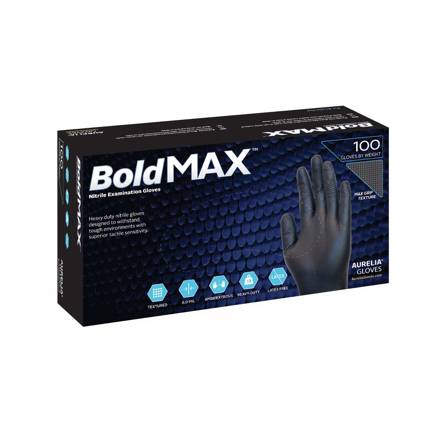 Aurelia BoldMAX Black Nitrile 6.0 mil Gloves PlastCare USA