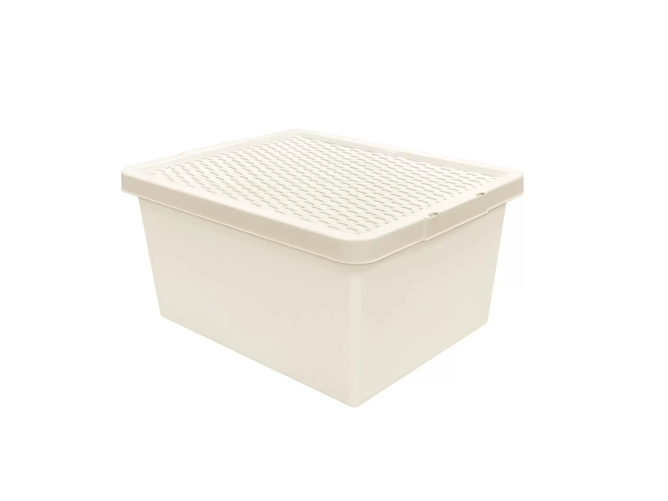 20 Litre Rattan Storage Box Cream Plastic Storage Boxes