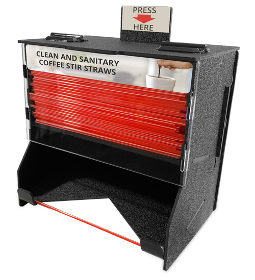 ONE TOUCH COFFEE STIRRER STRAW DISPENSER Plastic and Products Marketing