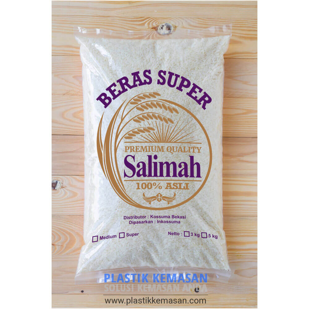 Kantong Beras 5 Kg Plastik Kemasan Pouch, Zipper, Kantong Beras