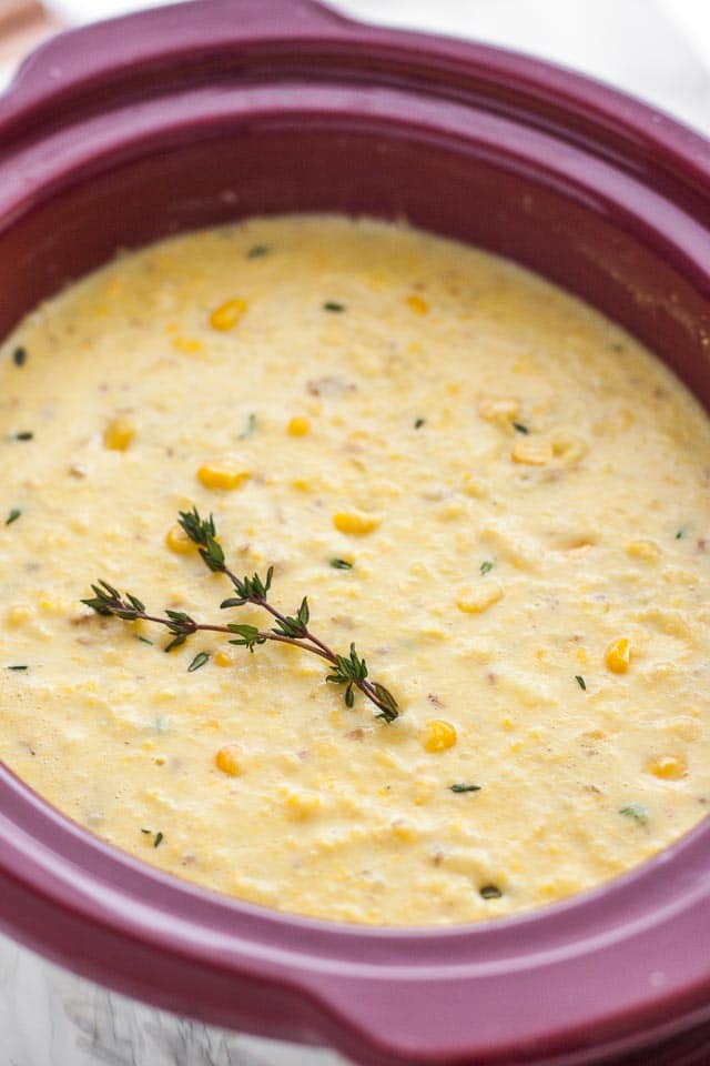 Slow Cooker Corn Chowder with Bacon Plated Cravings
