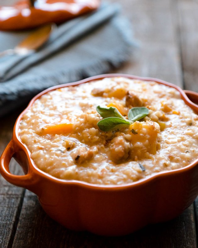 Slow Cooker Oat Risotto with Butternut Squash Plate Full of Grace