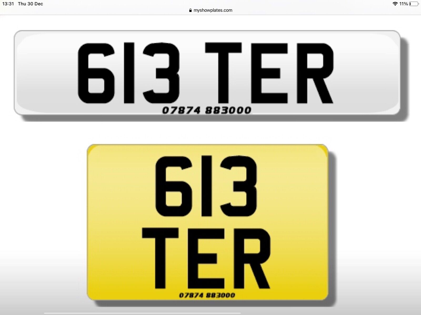 613 TER Dateless Number Plate For Sale Buy Now Plates VIP
