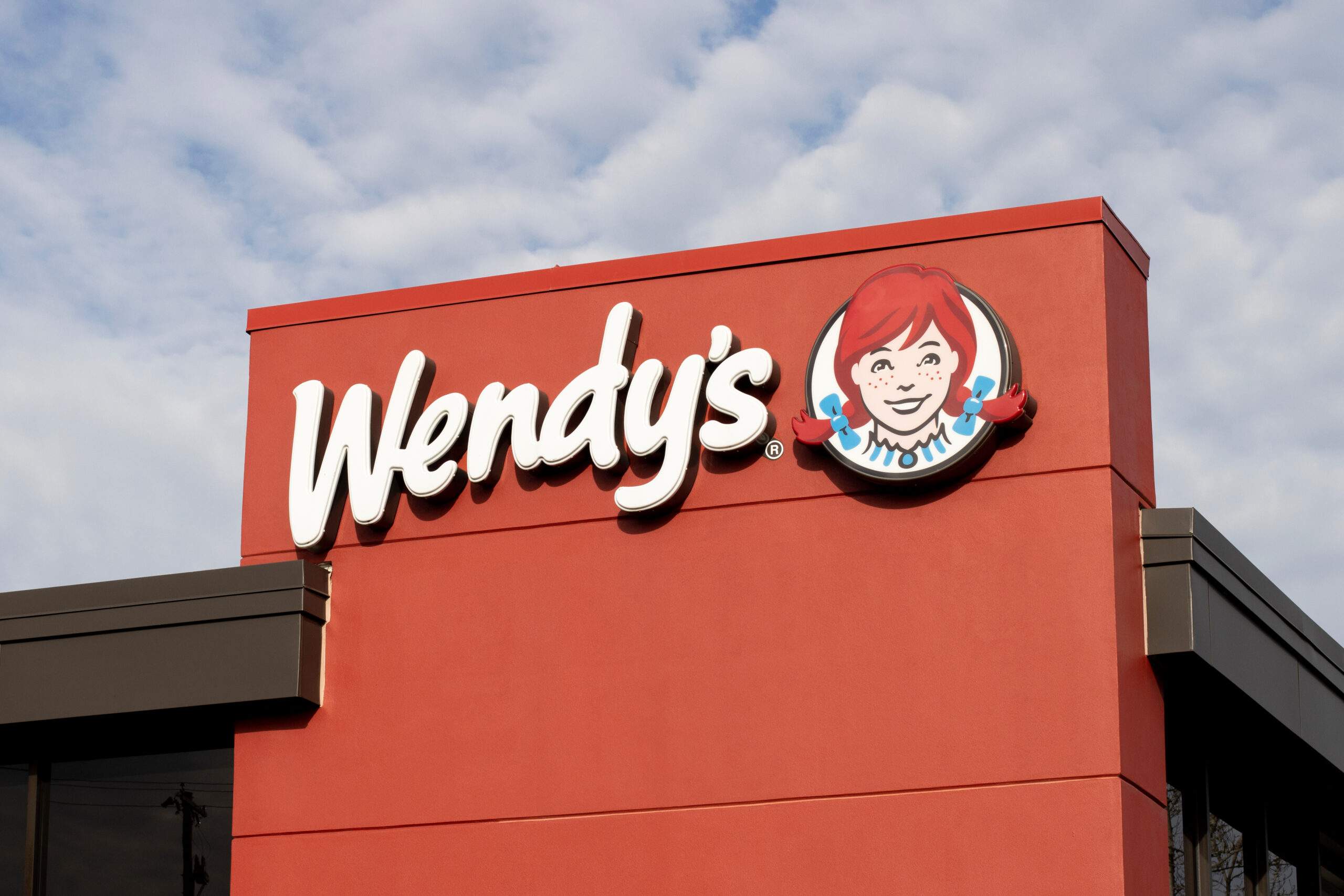 Hillsboro, OR, USA Nov 17, 2021 Closeup of the Wendy's sign seen at