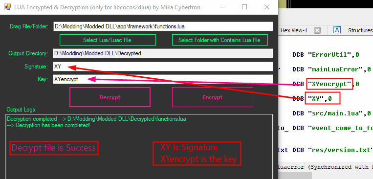 Tools Decryption and Encryption LUA & LUAC Files to Modded Cocos2dlua