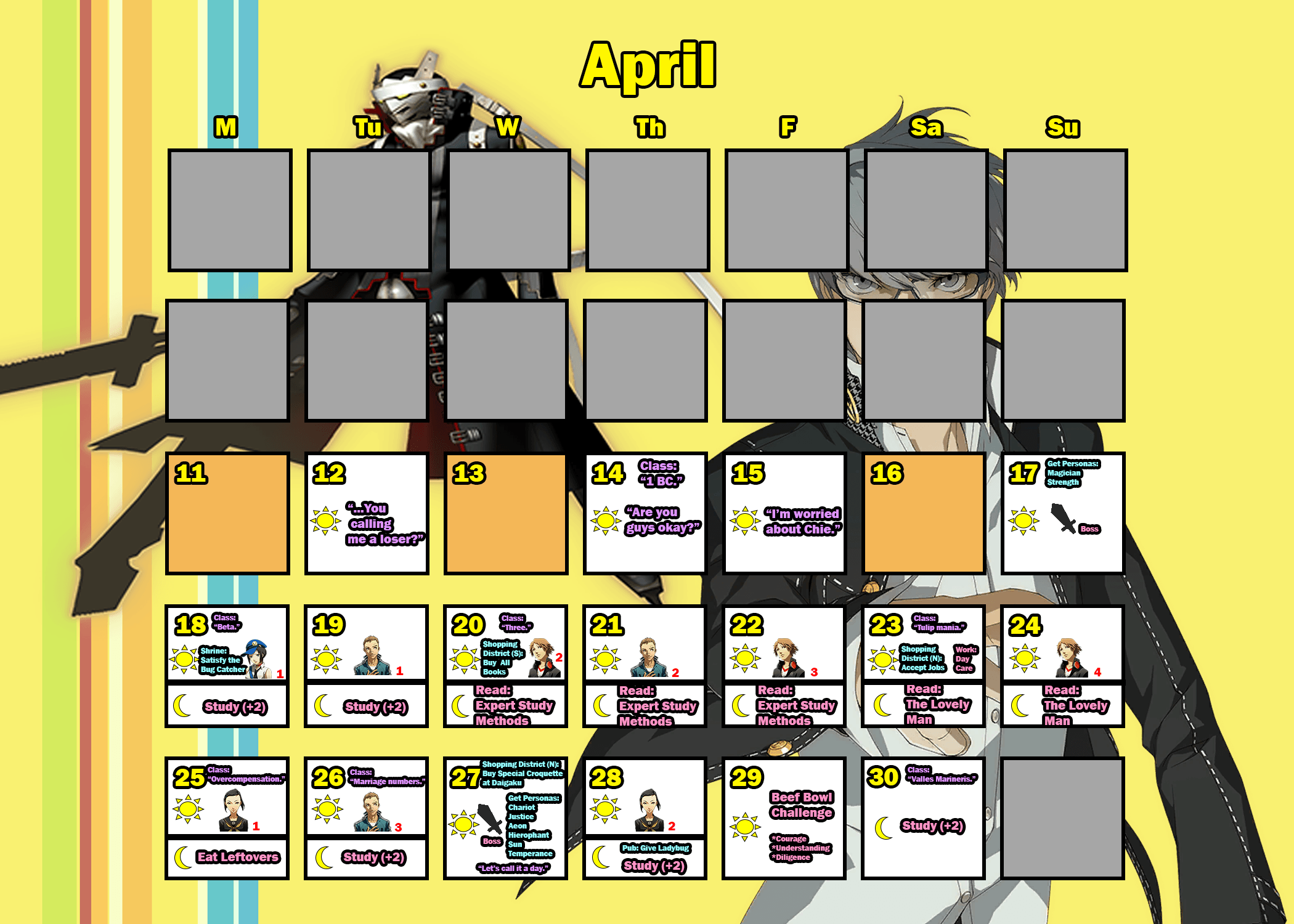 Persona 4 Golden Trophy Guide Detailed Calendar for Trophy Hunters
