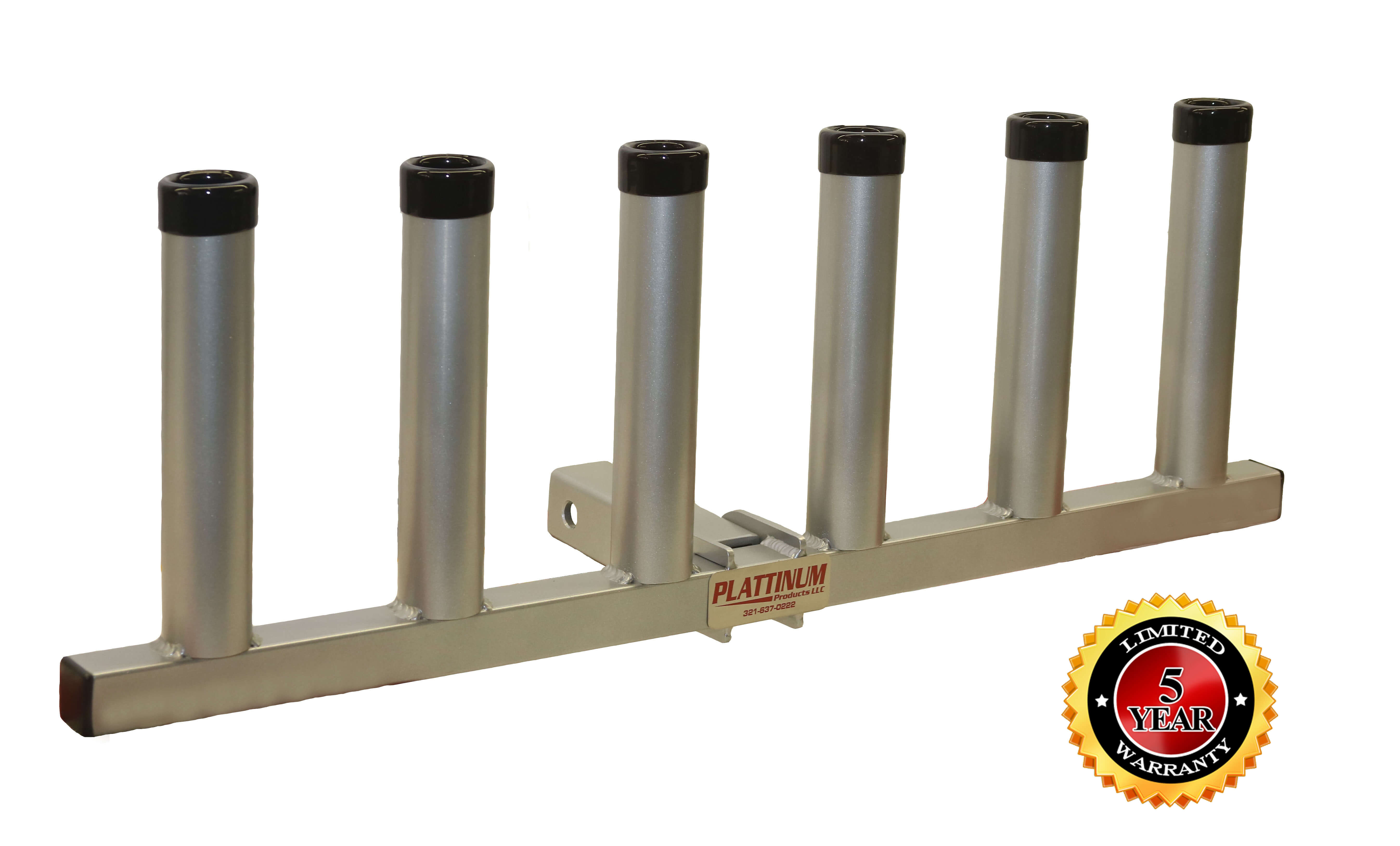 Receiver Hitch 6 Rod Holder Pivots Out to open tailgate Plattinum