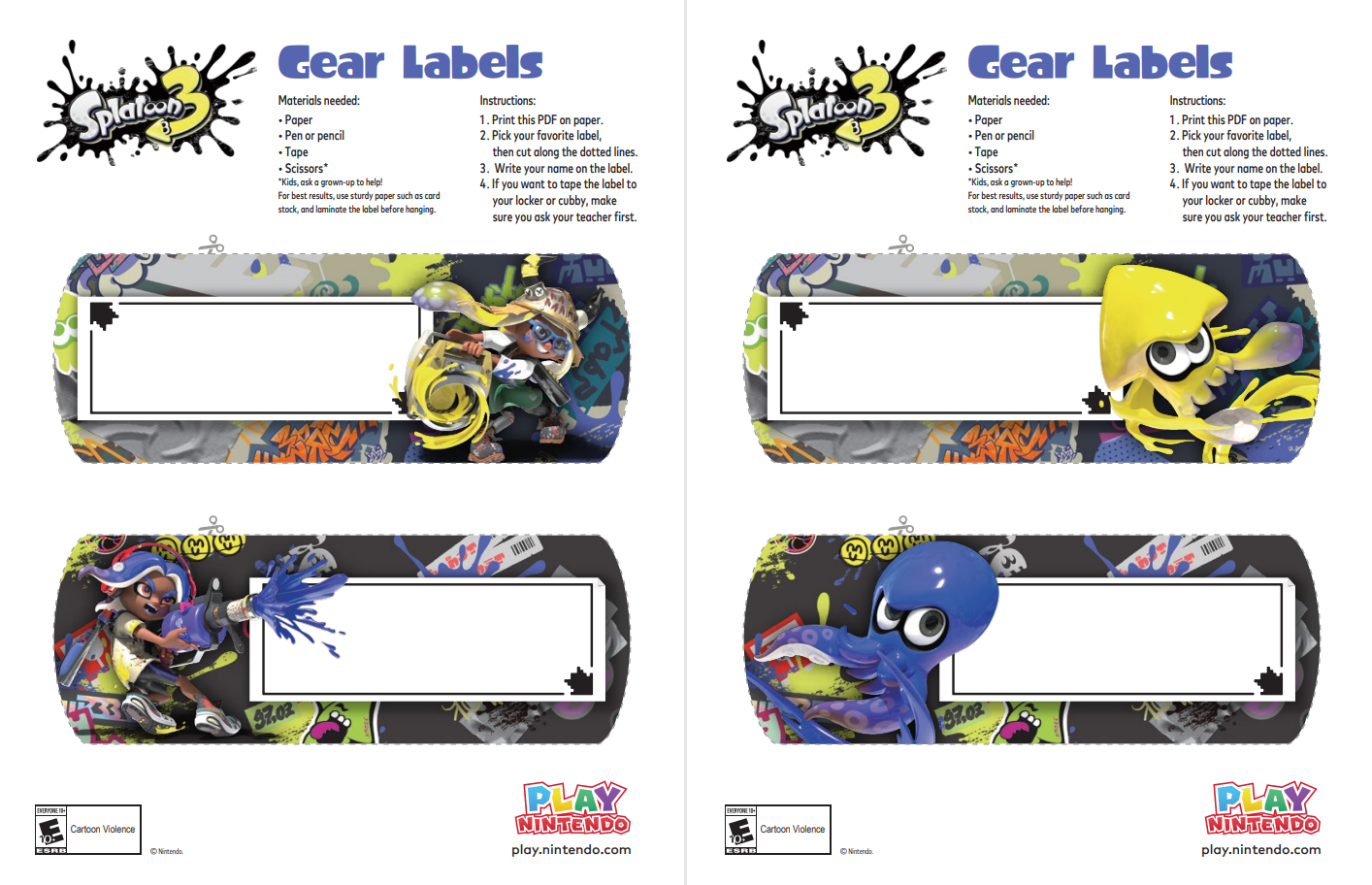 Download & Print These Splatoon 3 Inspired Labels! Play Nintendo.