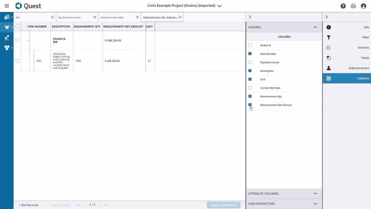 Trimble Quest How to apply subcontractor quotes to a project
