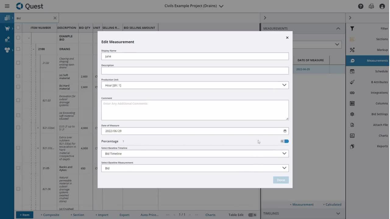 Trimble Quest Progress tracking and forecasting