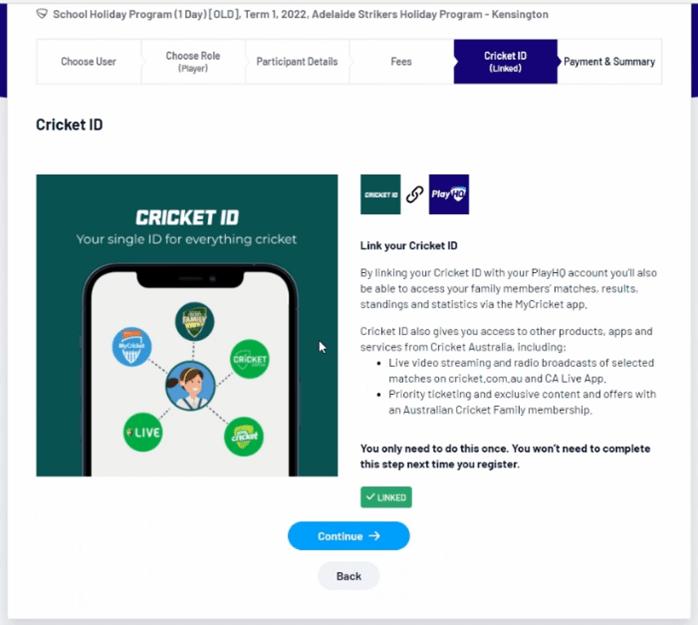 Linking your Cricket ID during Registration (PlayHQ) – Play Cricket Support