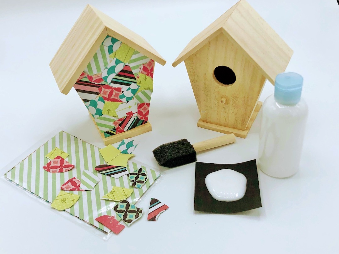 Decoupage Birdhouse Craft An Easy Craft You Can Make Virtually with a Grandchild