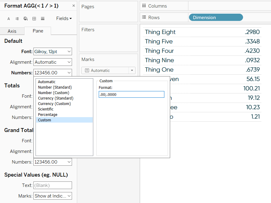 Tableau Formatting Tip How to Display Varying Decimal Places