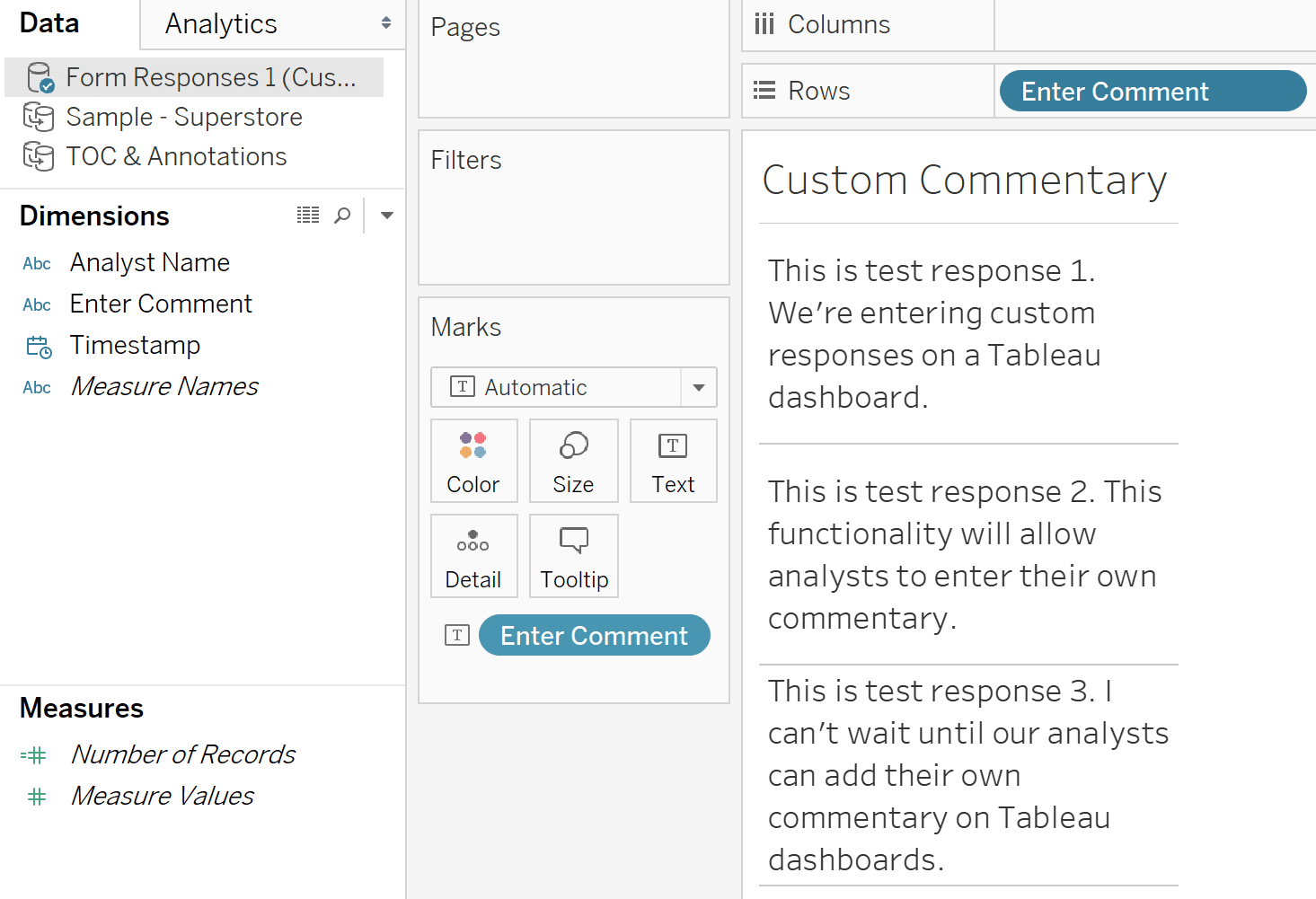 How To Add Comment Box In Tableau Dashboard