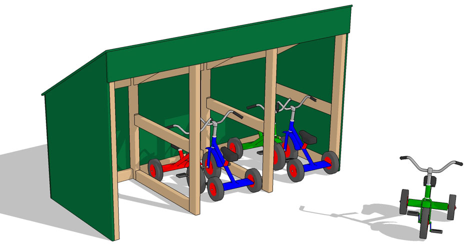 TRIKE STORAGE SHED Florida Playgrounds and Shade, Inc.