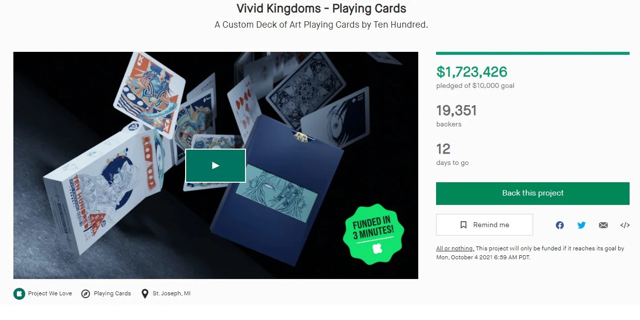 The First Ever Million Dollar Playing Card Project on Kickstarter