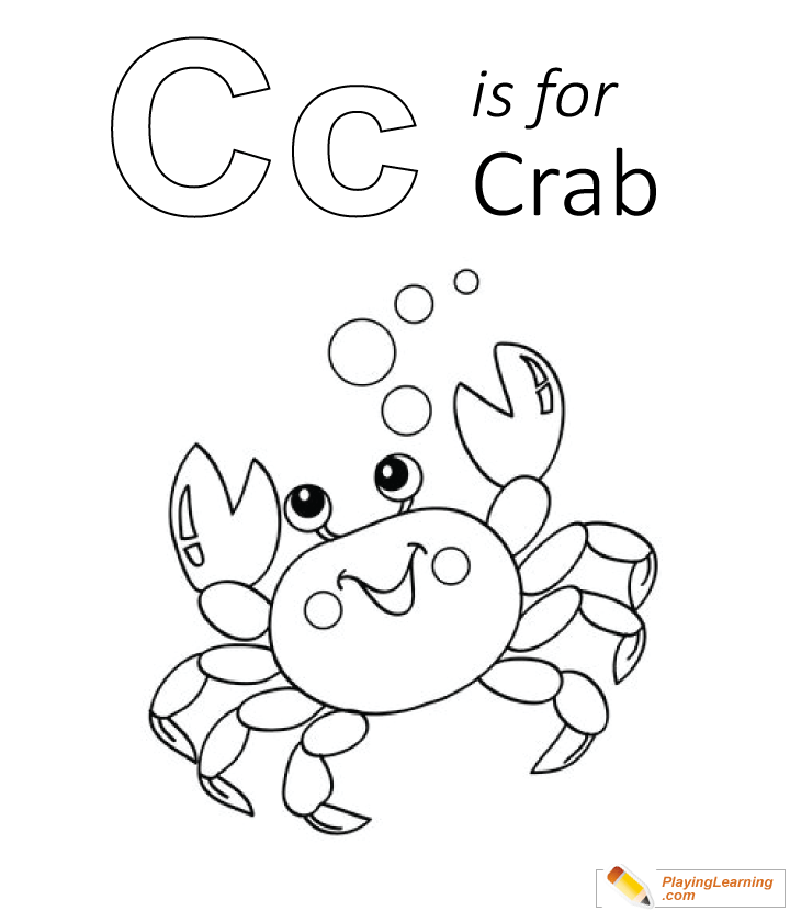 C Is For Crab Coloring Page 04 Free C Is For Crab Coloring Page