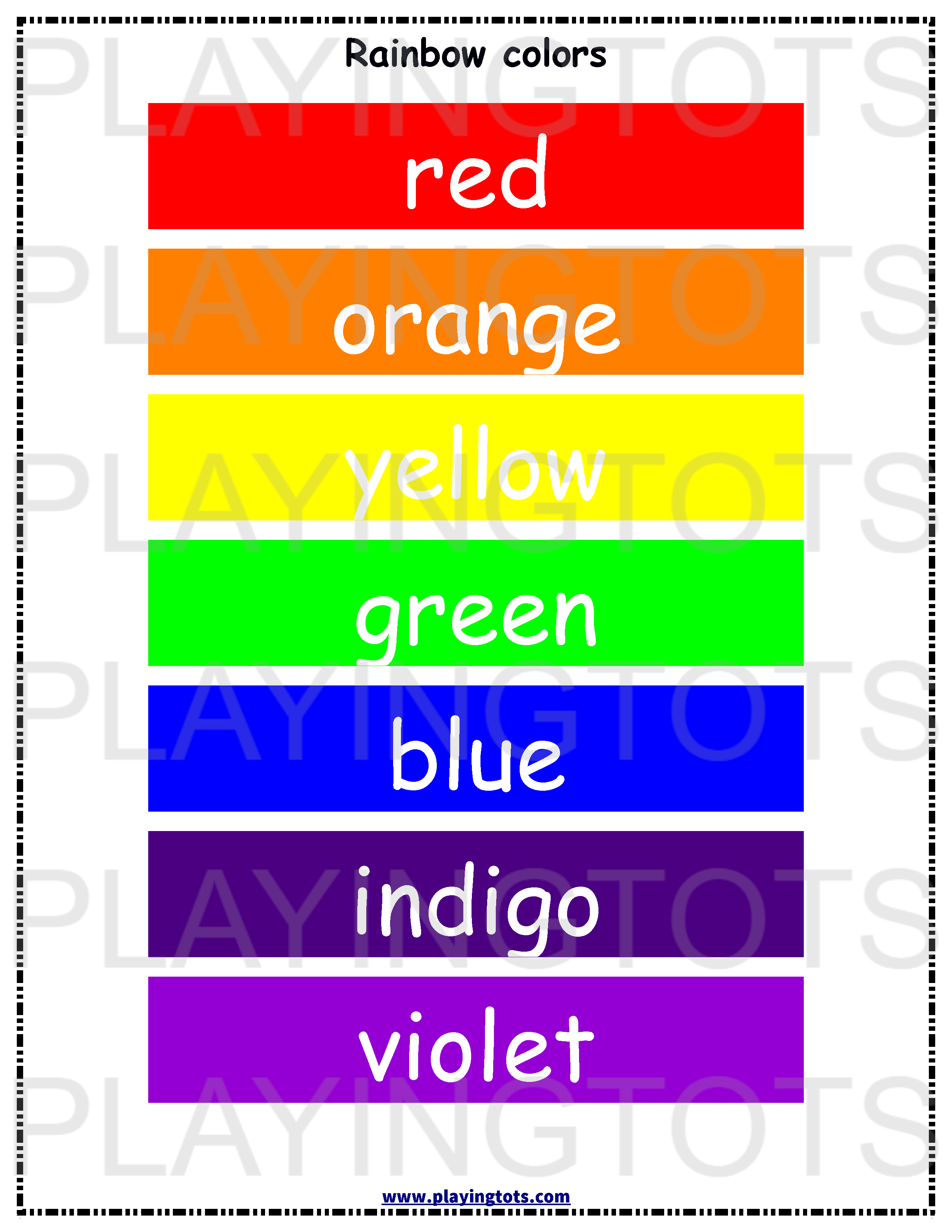 22+ Printable Color Chart Preschool Kids Printable Coloring Pages for
