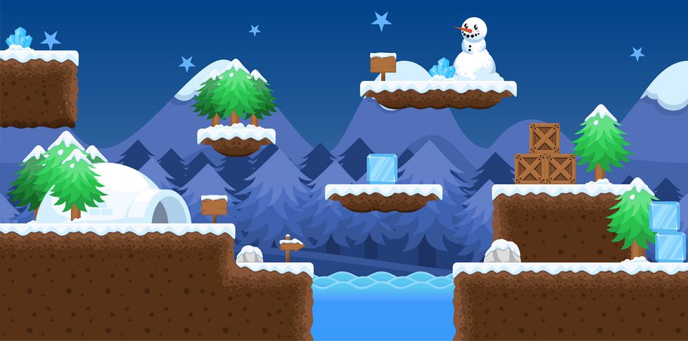 2D game textures for wintery platformers Playlectric