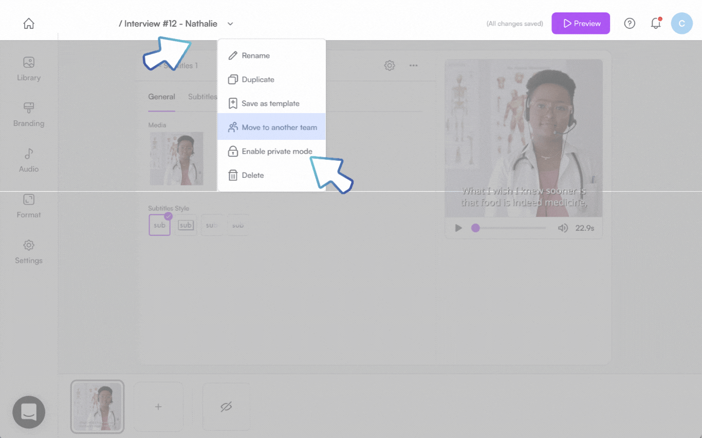 How do I move a video from one team to another? PlayPlay