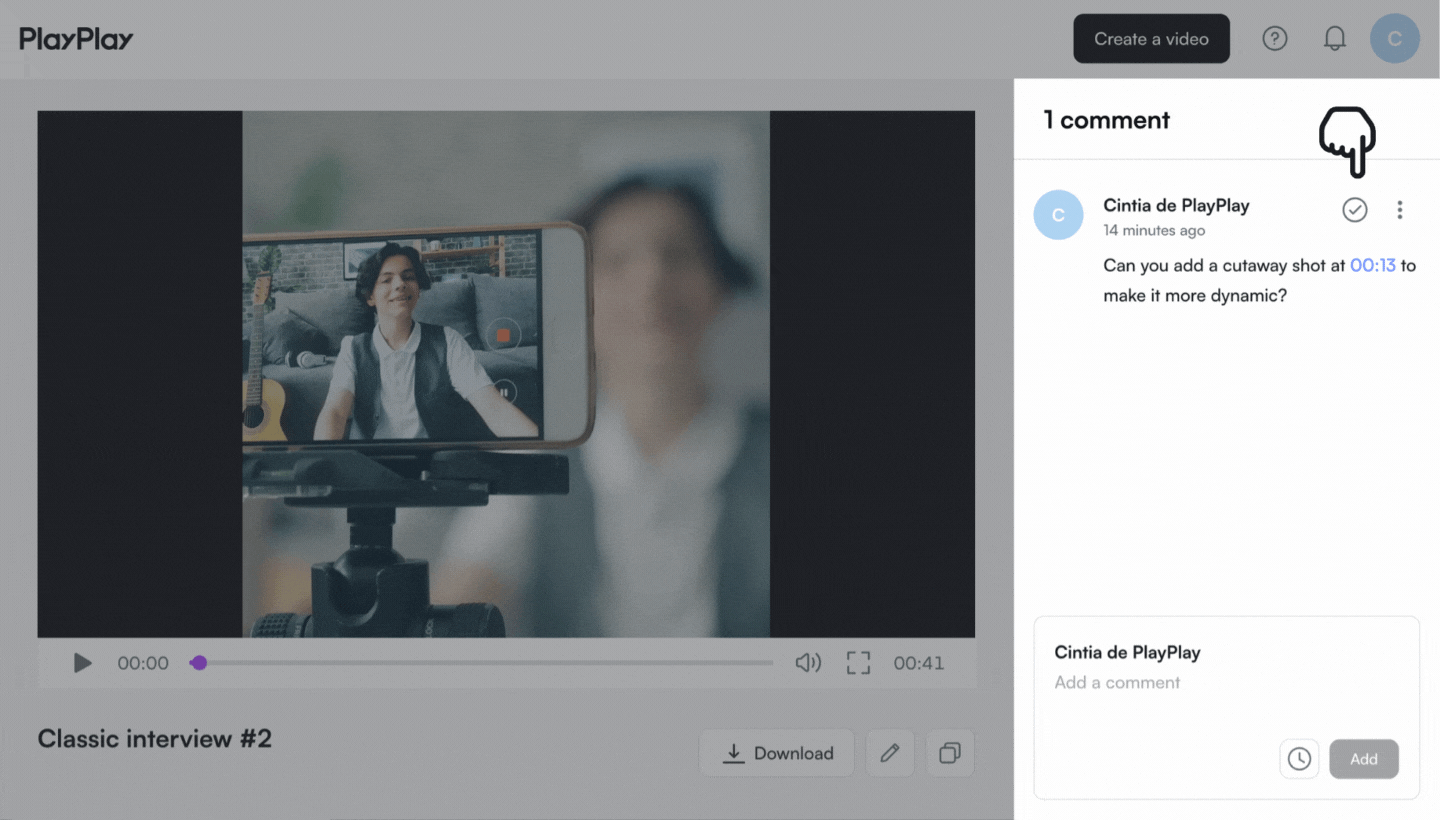 How do timestamped comments on the share link work? PlayPlay