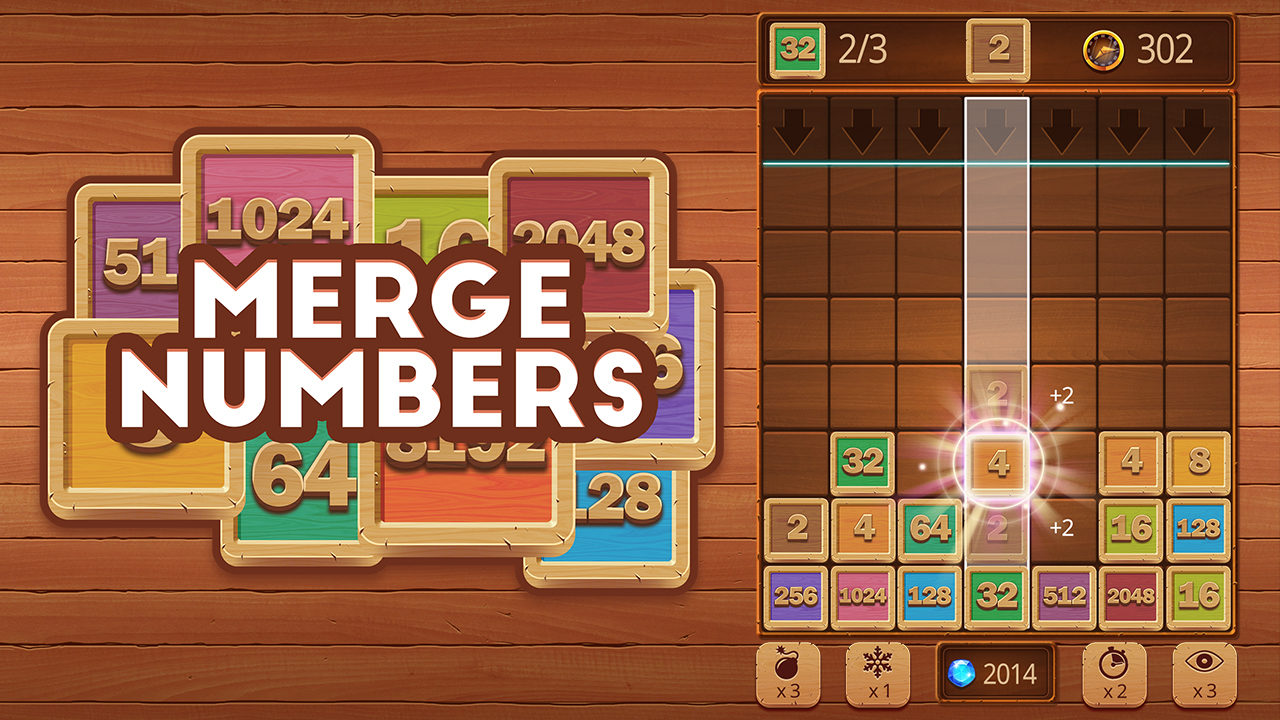 Merge Numbers Wooden Edition Play free online games on PlayPlayFun