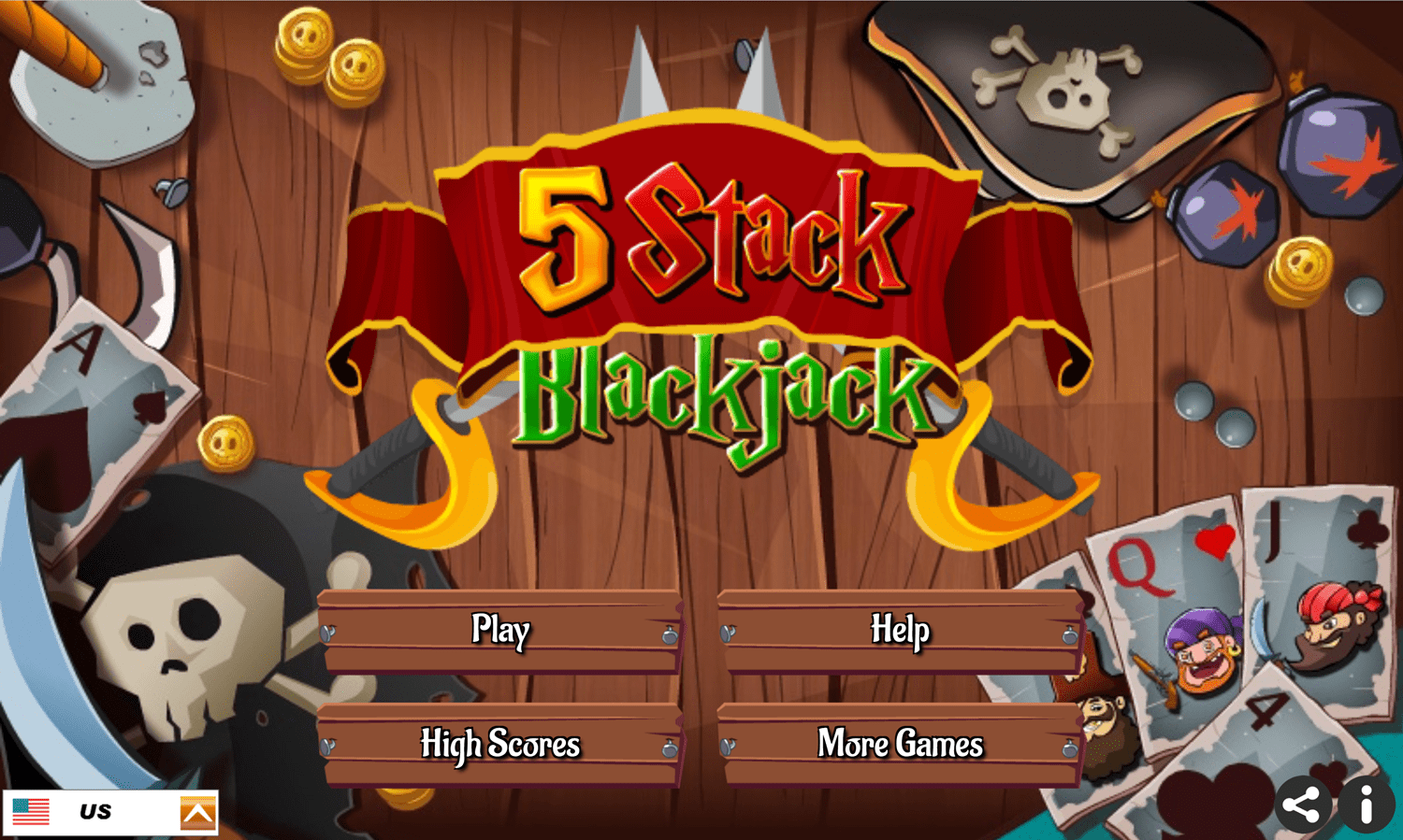 🕹️ Play 5 Stack Blackjack Game Free Online Pirate Blackjack Cards
