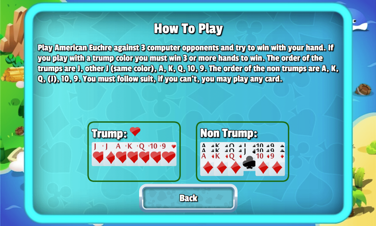 🕹️ Play American Euchre Game Free Online Single Player Euchre Card