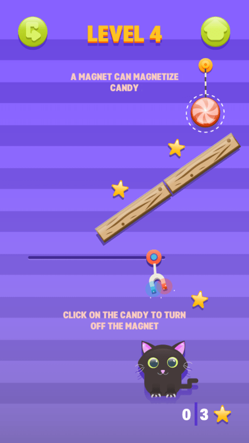 🕹️ Play Cut for Cat 2 Game Free Online Rolling Candy Physics Puzzle