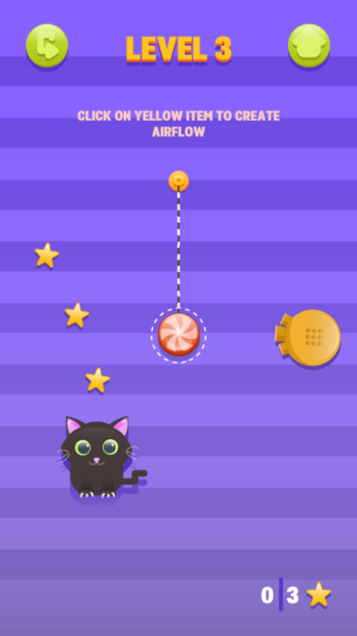 🕹️ Play Cut for Cat 2 Game Free Online Rolling Candy Physics Puzzle