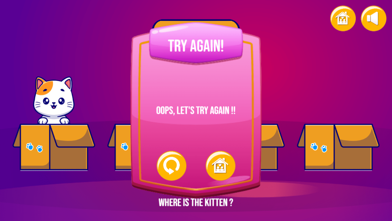 🕹️ Play Find Kitten Game Free Online Three Card Monte Find The Hidden Cat Video Game for Kids