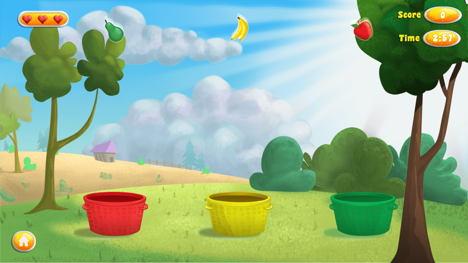 🕹️ Play Fruity Baskets Game Free Online Fruit Color Matching Video