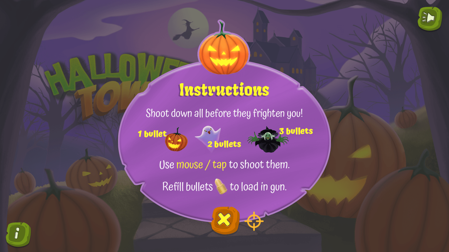 🕹️ Play Halloween Town Game Free Online Halloween First Person Shooter