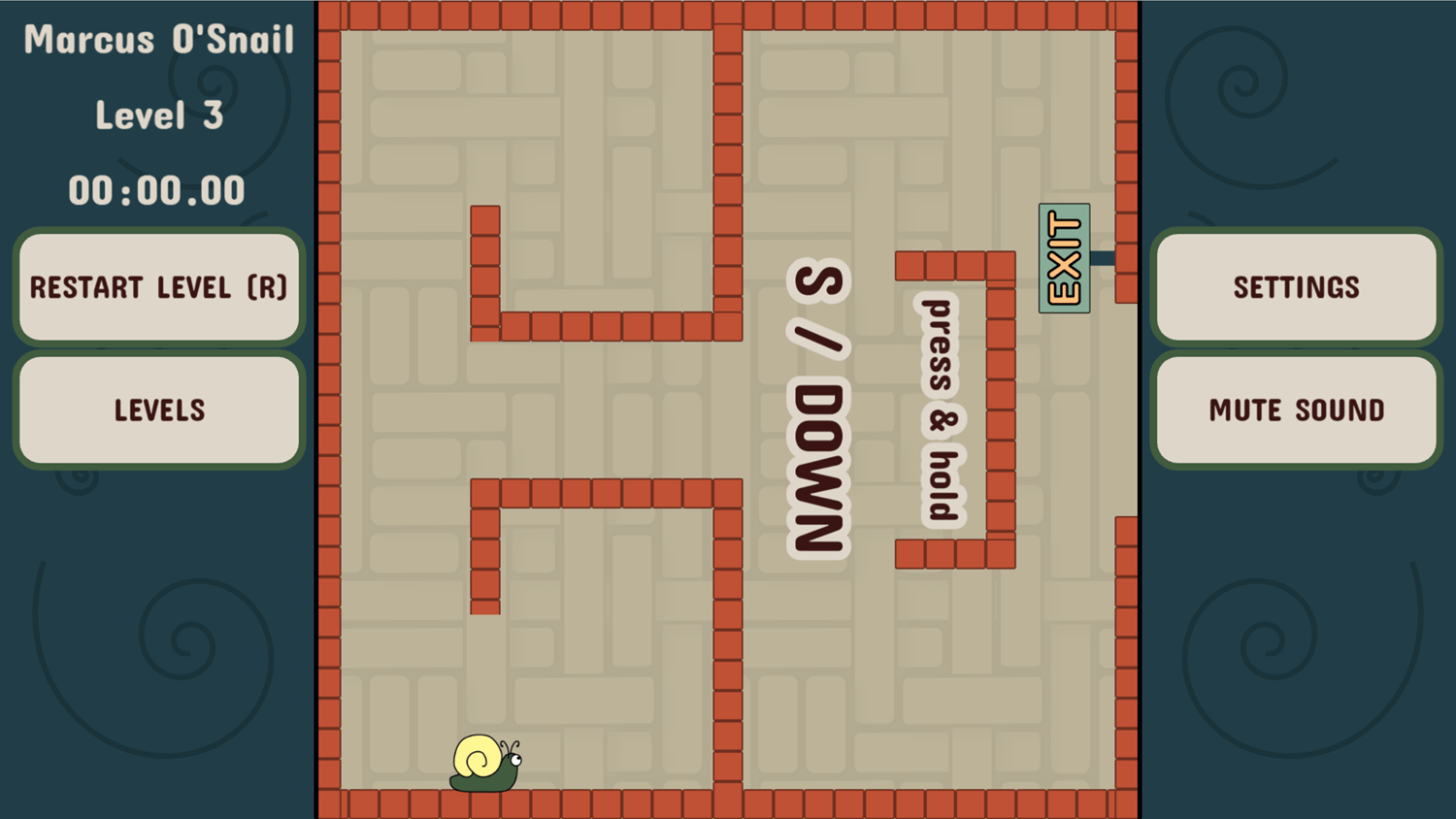 🕹️ Play Marcus O'Snail Game Free Online Gravity Rotating Puzzle